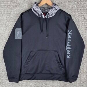 KRYPTEK Mens Black Tactical Hoodie Pullover Camo Front Pocket Size Medium